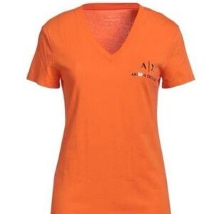 Armani Exchange V neck Logo print T shirts